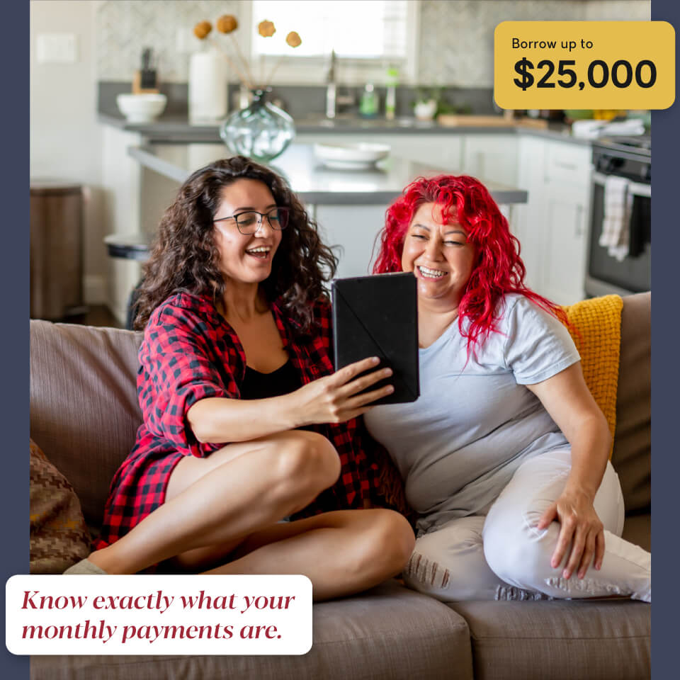 Borrow up to $25,000. Know exactly what your monthly payments are.