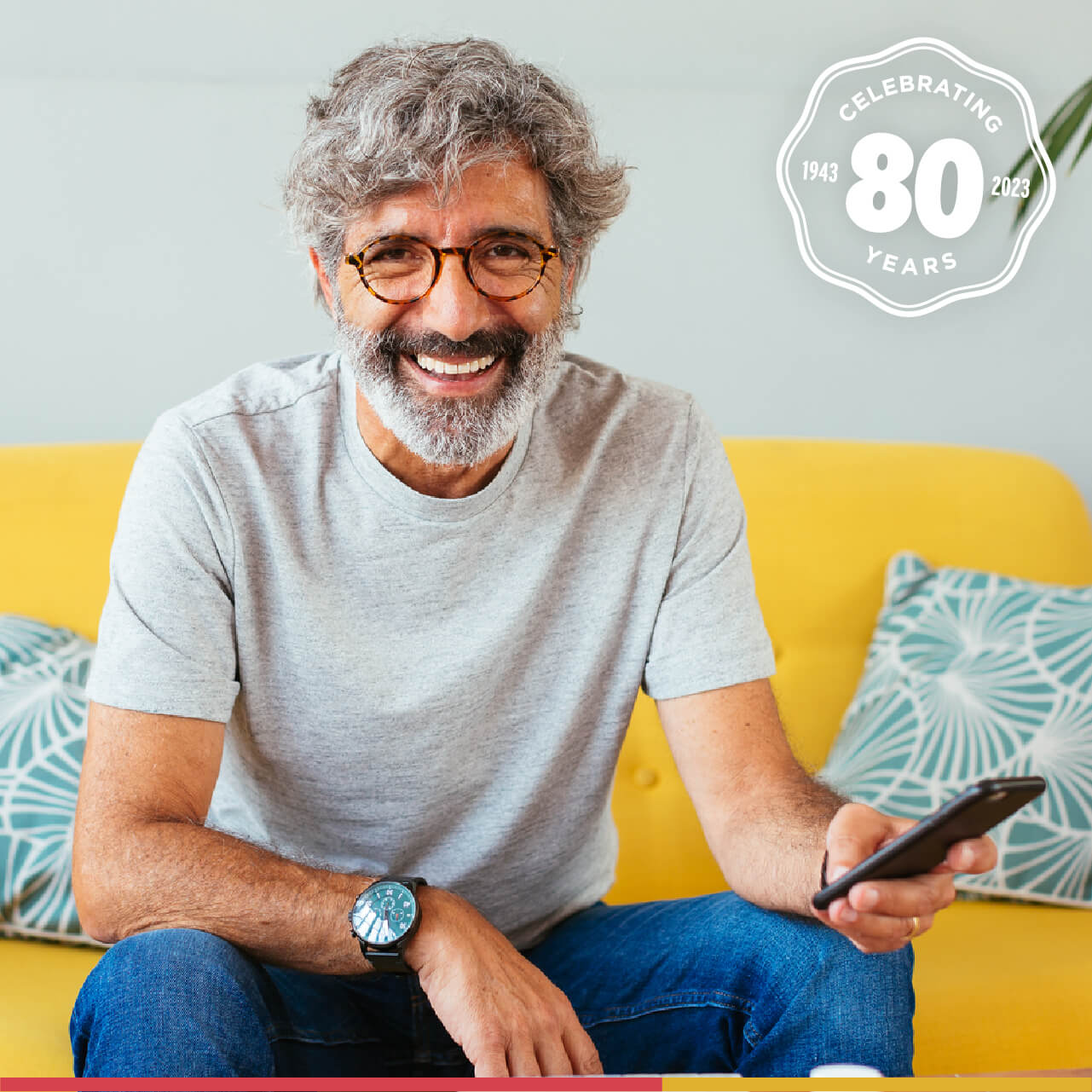 middle-age man with phone